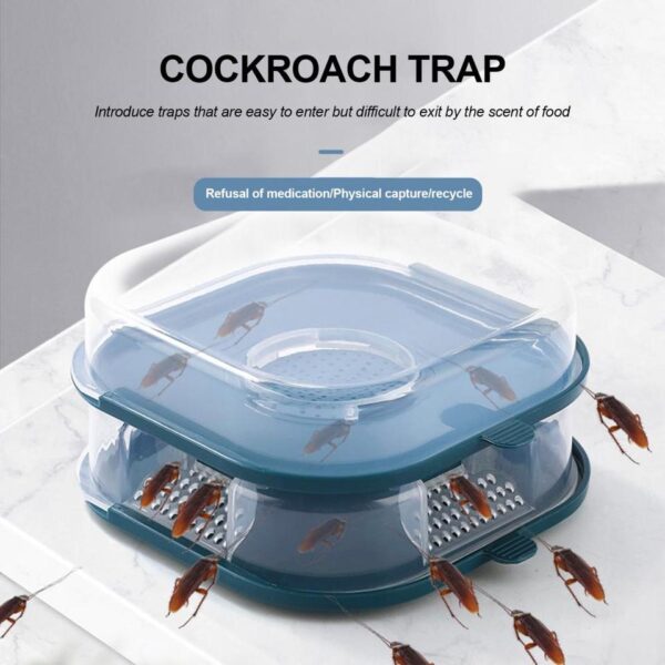 Cockroach Trap Transparent Cover Wide Entrance Porous Design 360 Degree All Round Lure Cockroach Catch Box Killer Kitchen Supply